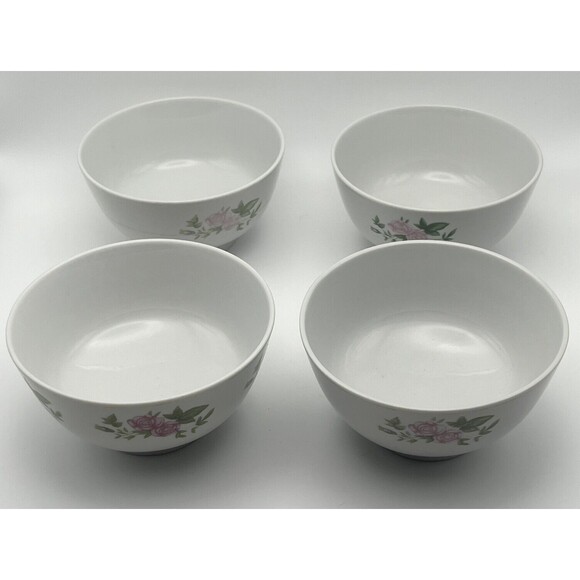Set of 4 Vintage Xiangshan Chinese Porcelain Bowls Pink Roses Made in China - Picture 1 of 6